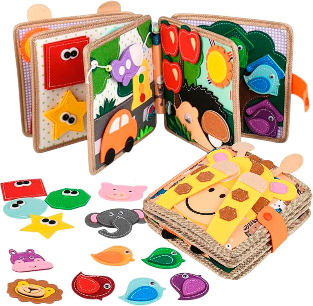 Quiet Book ab 1 Jahr – Montessori Busy Board aus Weichem Filz, Unkaputtbares Stoffbuch für Baby & Kl