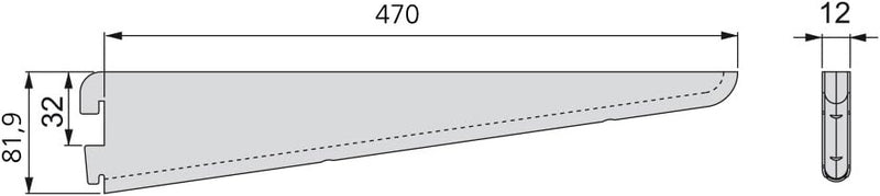 Emuca - Regalwinkel für Leistenprofil, doppelte Bohrung, Durchlass 32 mm 470mm, Set aus 20 Stück, We