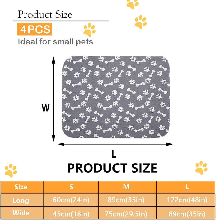 Geyecete 4 Stück Waschbare Trainingsunterlagen für Hunde , wiederverwendbare saugfähig welpenunterla