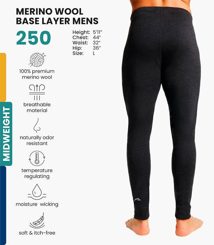 Merino Unterwäsche Herren - Lange Unterhosen Herren Merino Thermounterwäsche + Wollsocken Charcoal G