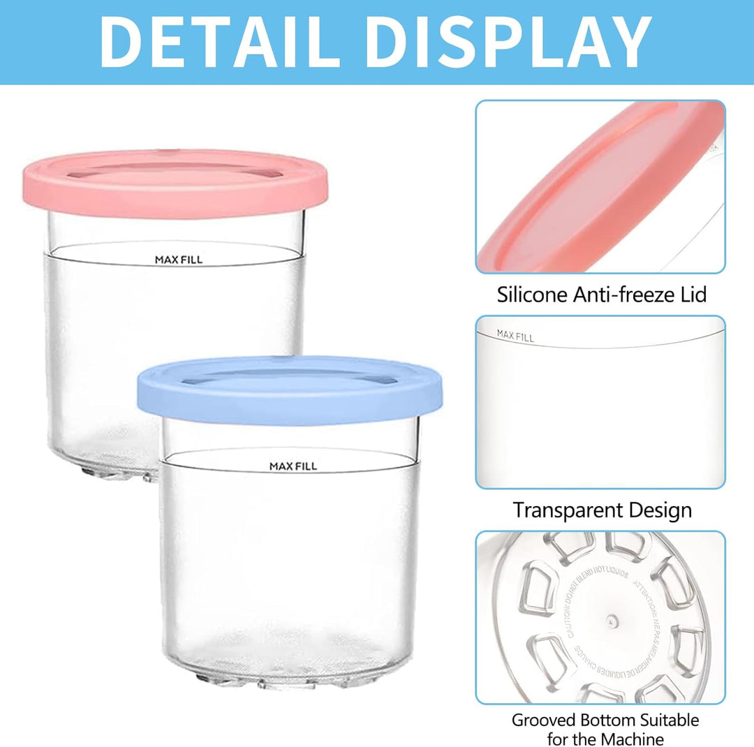 Eisbehälter für Speiseeis,4er-Set Ice Cream Pints Beche,mit Deckel,Creami Behälter für die Ninja Cre