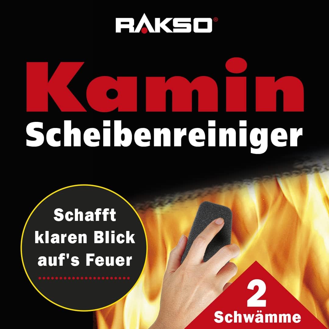 RIBIMEX PRCEN015, ASHMax Aschesauger, 1000 W, 18 L, Orange und Schwarz & RAKSO Glas-Reiniger für Kam