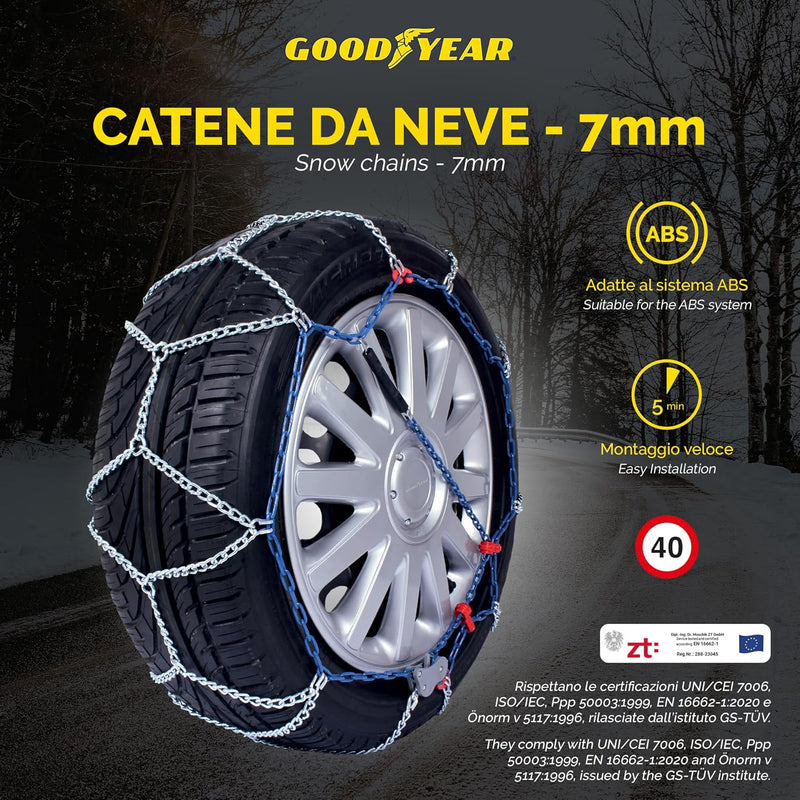 Goodyear 77956 Schneeketten 7 mm für auto, Grösse 110, Grösse 110