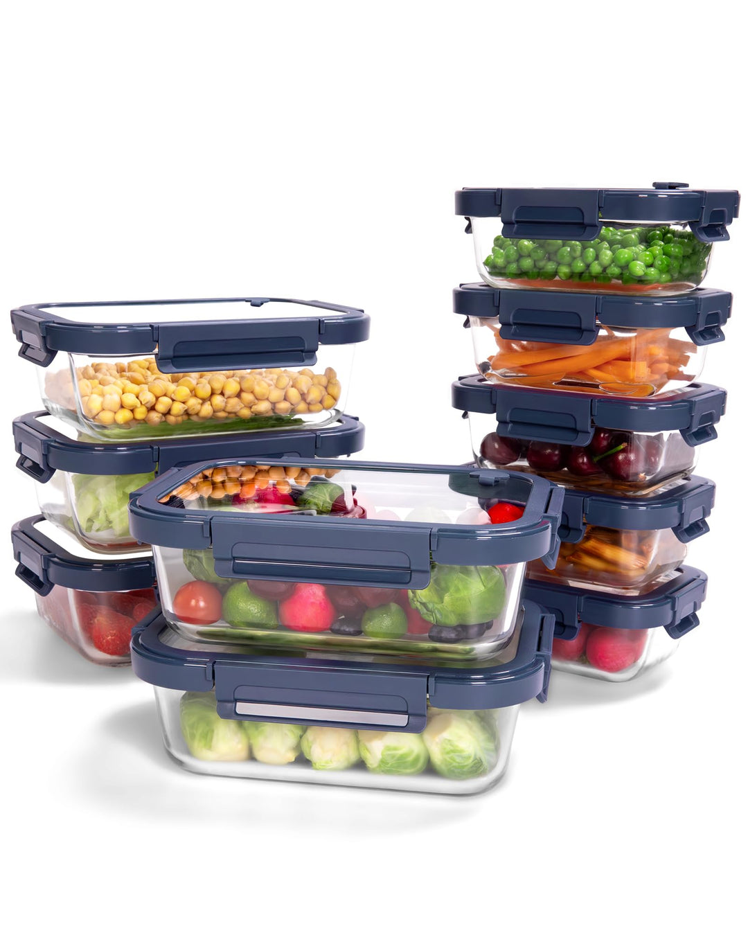 Glasbehälter mit Deckel, 10Stück – Luftdichte Frischhaltedosen für Meal Prep, Vorratsdosen für Küche