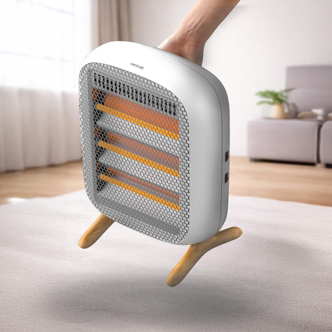 Cecotec ReadyWarm 1200 Infrarot-Heizstrahler, 1200 W, 3 Heizstufen, seitliche Schalter, Tragegriff,