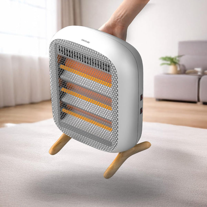 Cecotec ReadyWarm 1200 Infrarot-Heizstrahler, 1200 W, 3 Heizstufen, seitliche Schalter, Tragegriff,