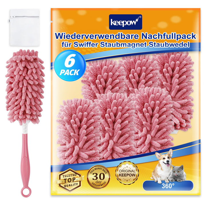 KEEPOW für Swiffer Staubmagnet Nachfüllpack Wiederverwendbare, Staubwedel Waschbar Mikrofaser Duster
