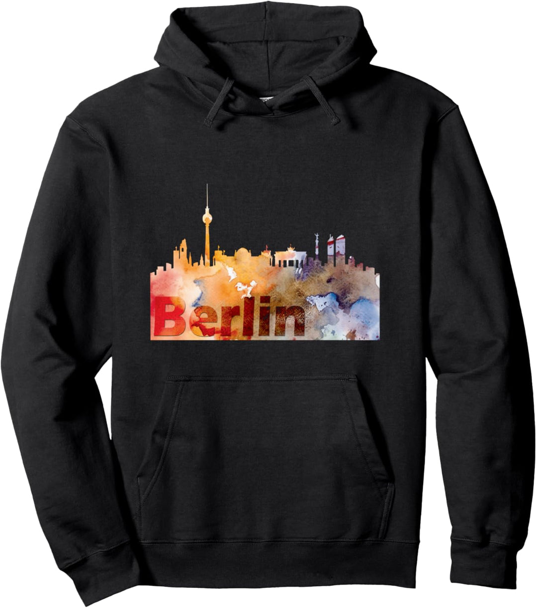 Berlin Skyline Deutschland Hauptstadt Watercolor Style Pullover Hoodie