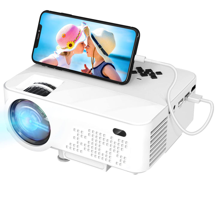 HOPVISION Mini Beamer - 7500 Lumen, 1080p Full HD, LCD, Heimkino/Outdoor, USB & HDMI, Tragbar, 240"