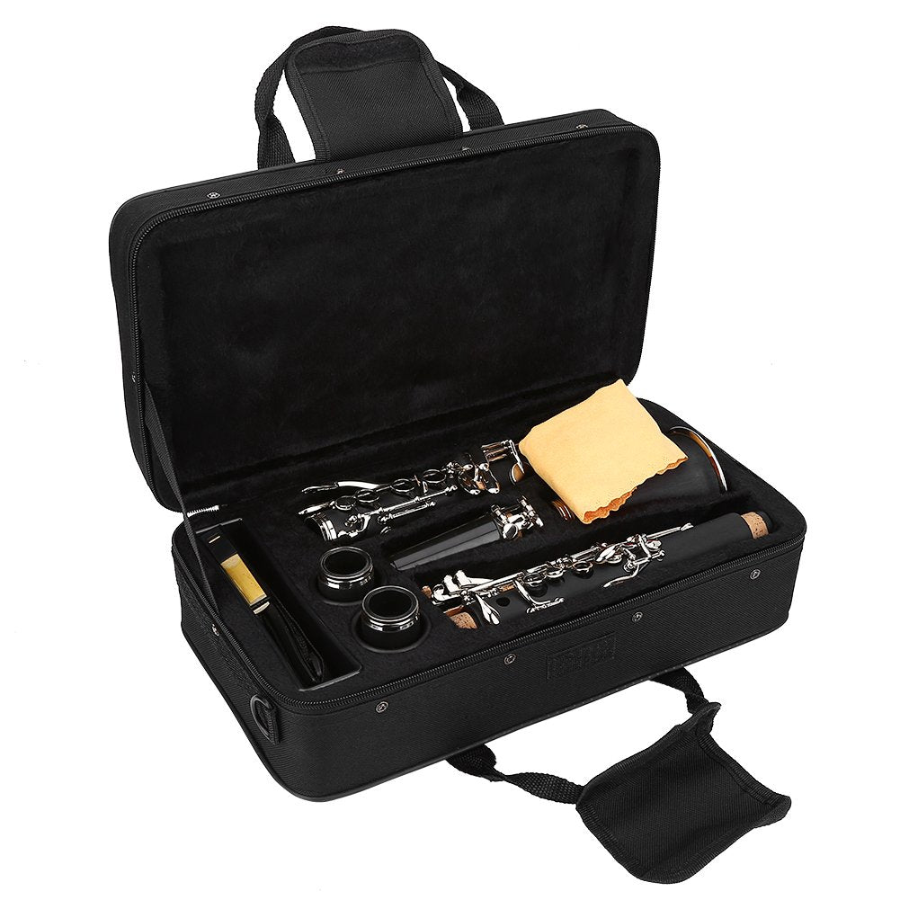 B Klarinette, 17 Key Absteigend B Ton Bakelit Klarinette mit Reeds Reinigungstuch Tasche Holz blasin