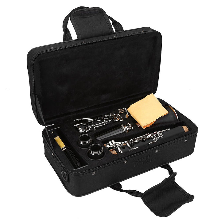 B Klarinette, 17 Key Absteigend B Ton Bakelit Klarinette mit Reeds Reinigungstuch Tasche Holz blasin