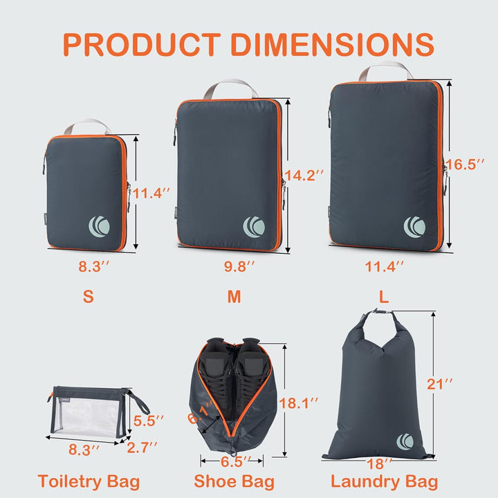 Cipway Kompression Koffer Organizer Set für Rucksack ，Ultraleichte Packtaschen Compression Packing C