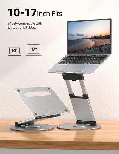 NULAXY Ausziehbare Laptop Ständer mit 360 Drehbarer Basis, Ergonomischer Laptopständer Höhenverstell