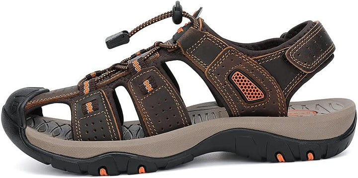 FLARUT Sandalen Herren Outdoorsandalen Sommer Wanderschuhe Trekkingsandalen Leder Strand Wandersanda