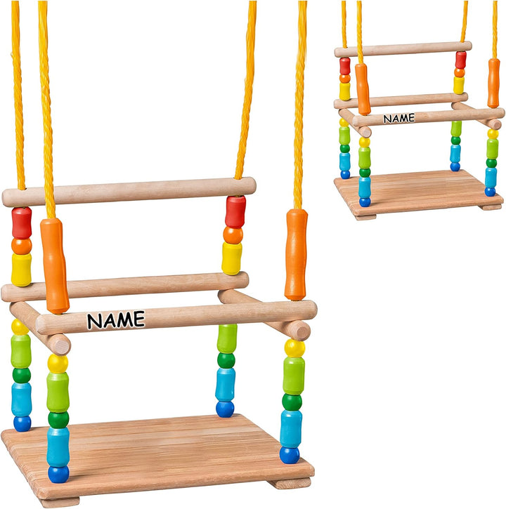 alles-meine.de GmbH 1 Stück Kinderschaukel/Schaukel aus Holz + Türreck - Gitterschaukel - mitwachsen