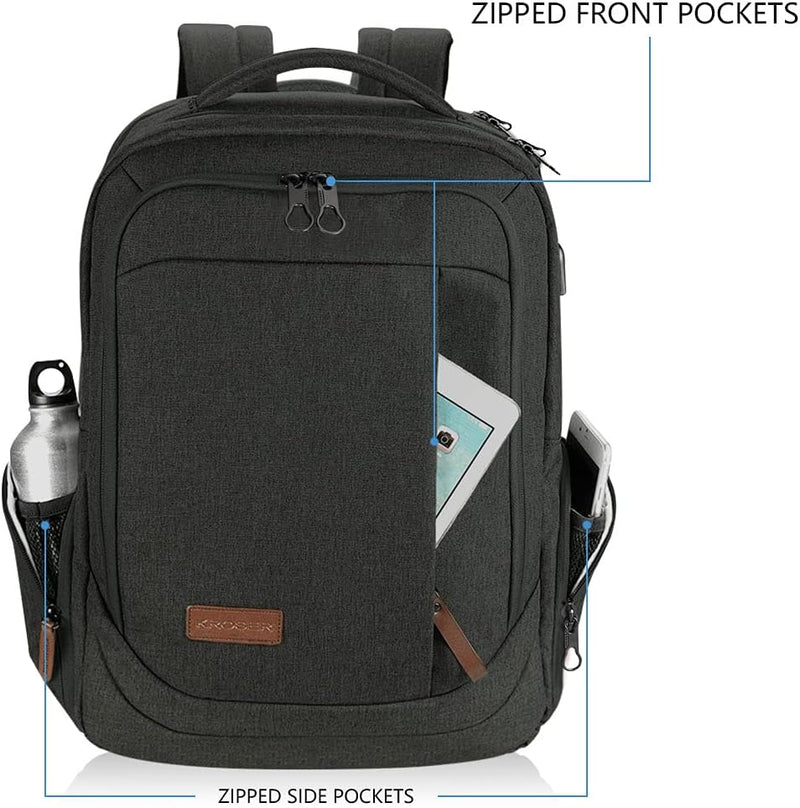 KROSER Laptop Rucksack 17,3 Zoll Reiserucksack Handgepäck Tagesrucksack Wasserabweisende Multifunkti