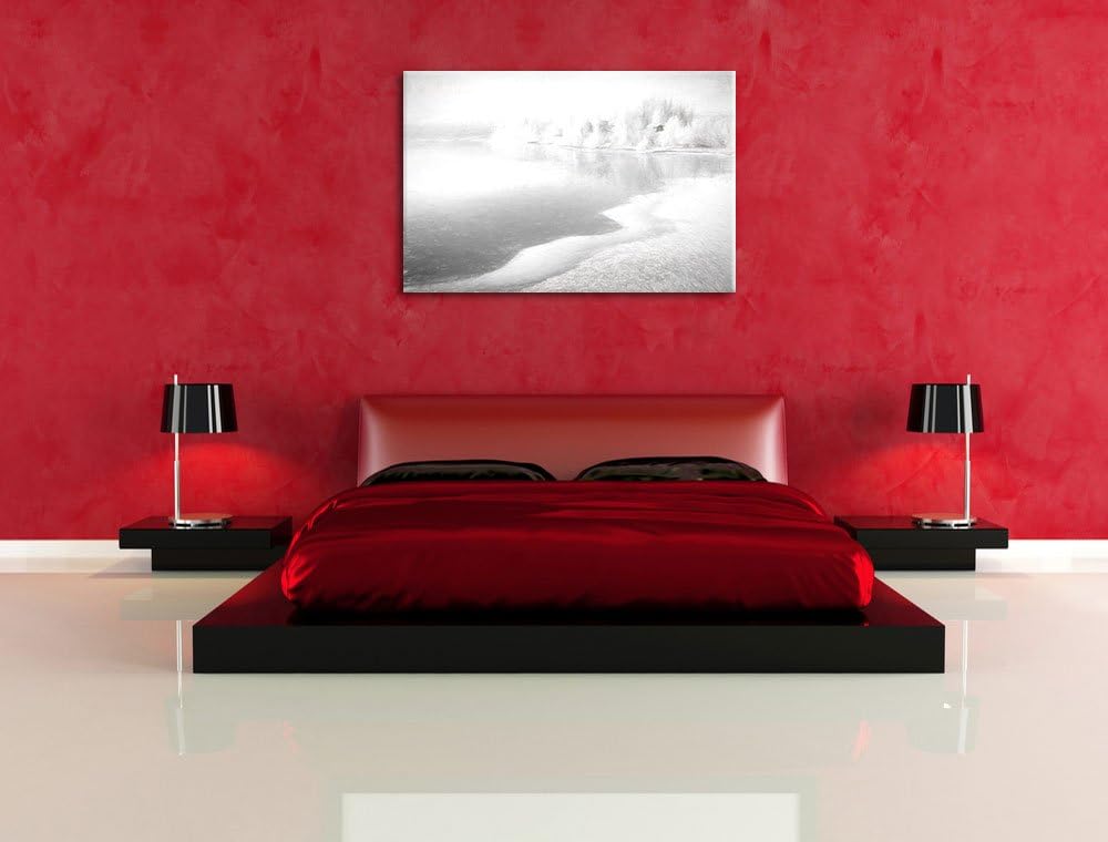 Pixxprint Winterlandschaft als Leinwandbild/Grösse: 100x70 cm/Wandbild/Kunstdruck/fertig bespannt, 1