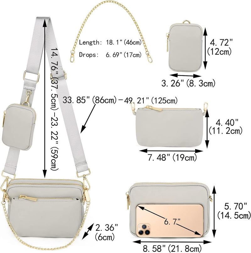 UTO Kleine Umhängetasche Damen 3 in 1 Crossbody Bag Damen Breiter Gurt mit Münzbeutel Handtasche mit