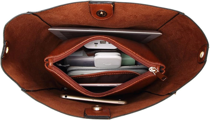 Molodo Damen-Handtasche, PU-Leder, Eimer, Geldbörse und Handtaschen, mittelgrosse Umhängetasche, Hob