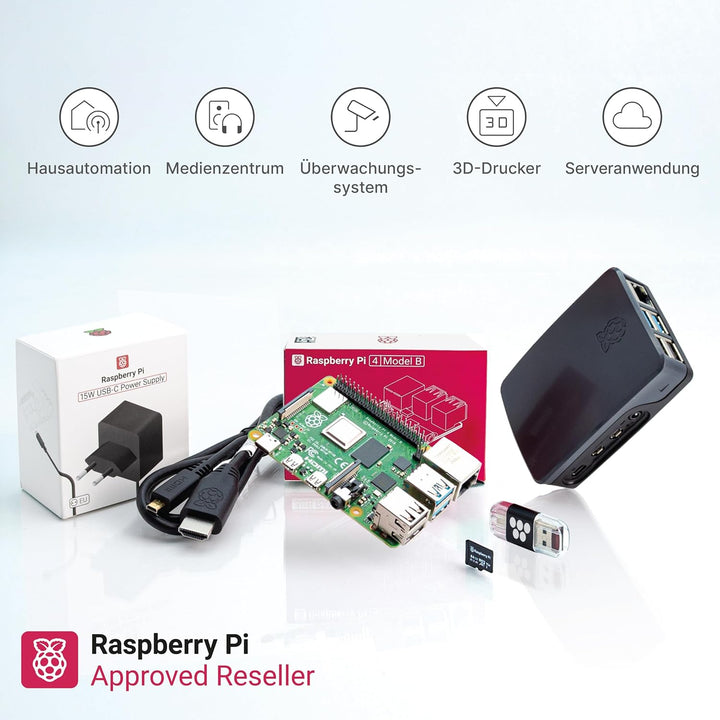 Raspberry Pi 4 Starterkit (8 GB RAM) Komplett-Set von BerryBase, MicroSD-Karte mit Raspberry Pi OS,