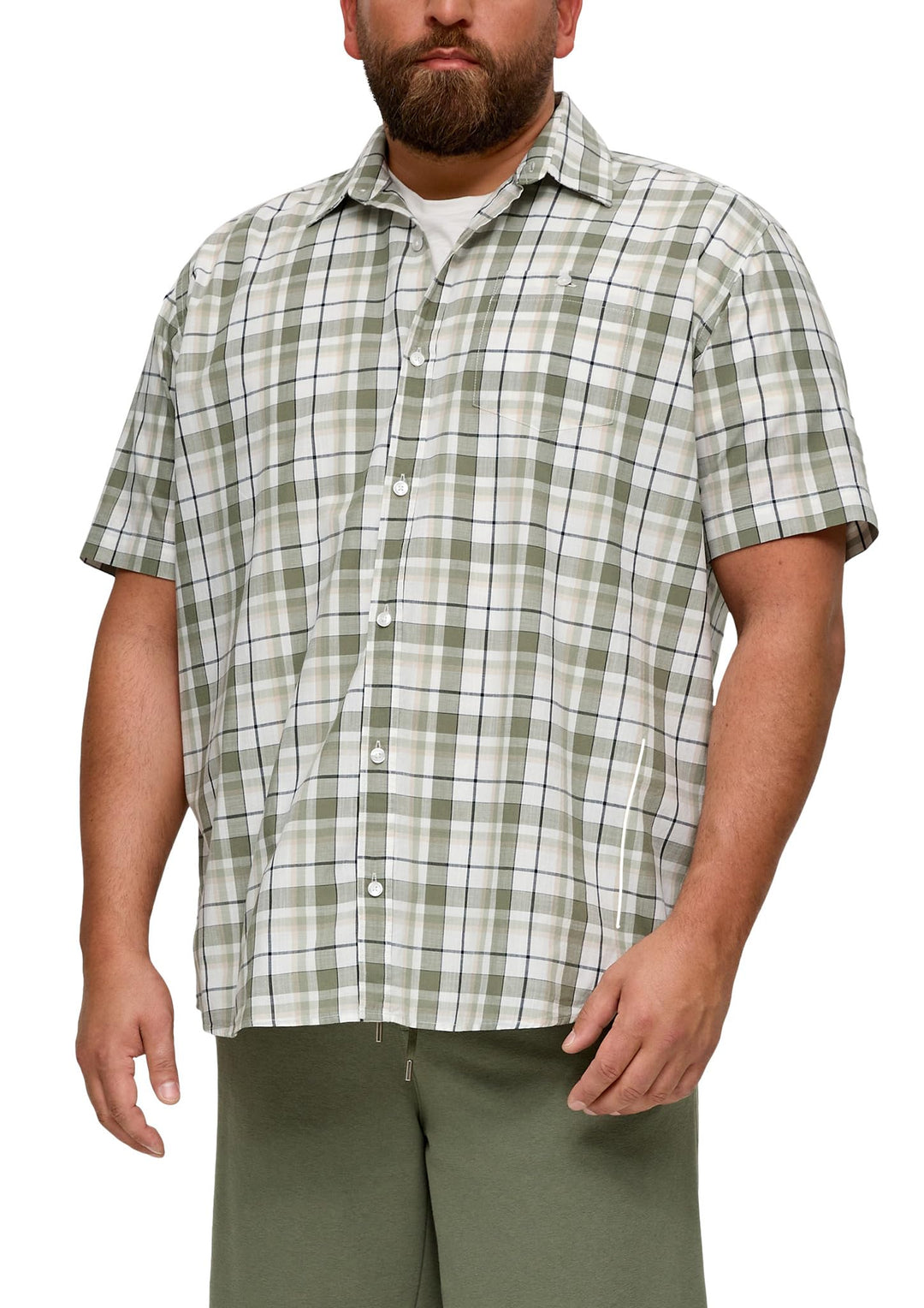 s.Oliver Herren Hemd Kurzarm 5XL Mehrfarbig|olive 78n2, 5XL Mehrfarbig|olive 78n2