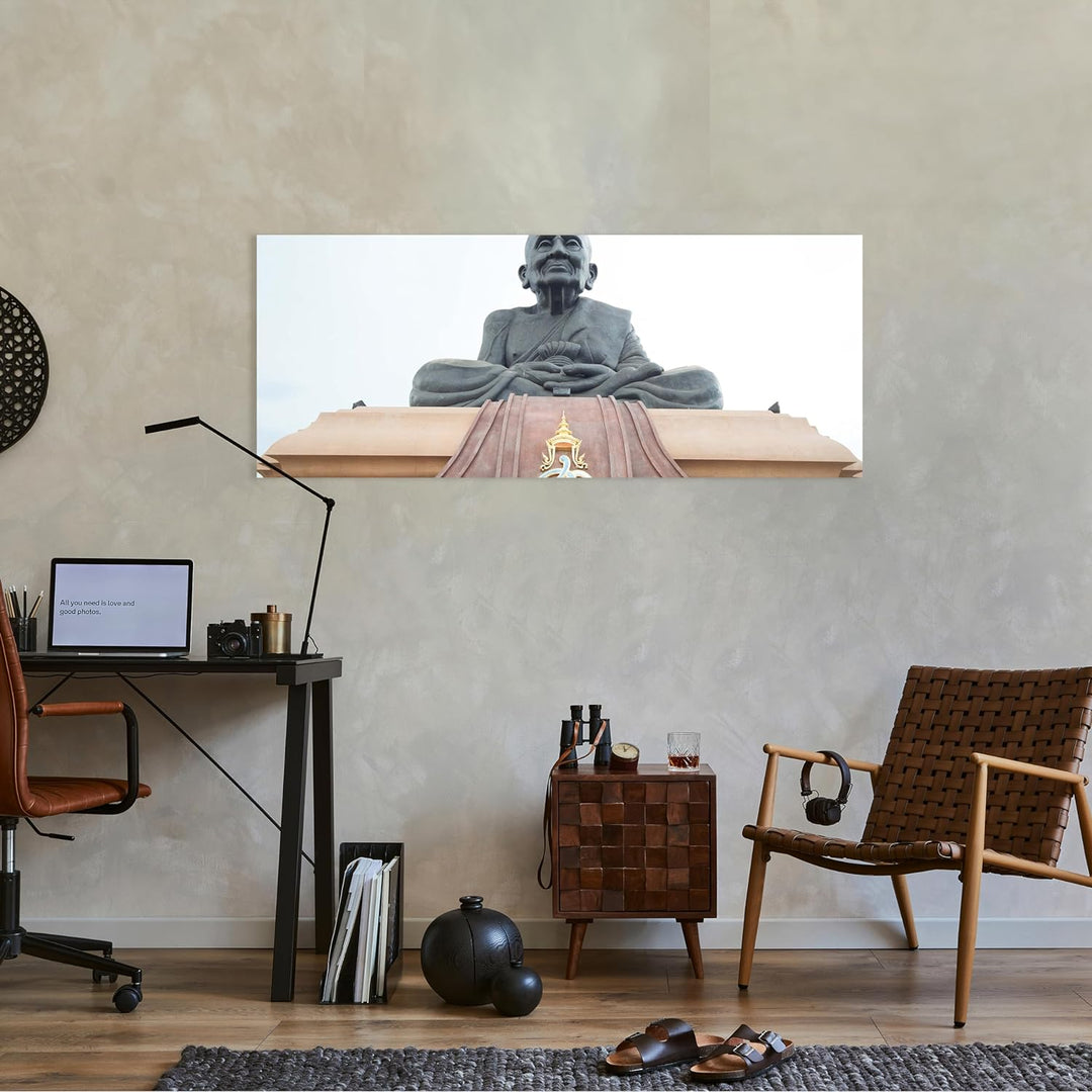 wandmotiv24 Leinwandbild Statue in einem berühmten Tempel in Thailand 100x40cm (BxH) Bilder auf Lein