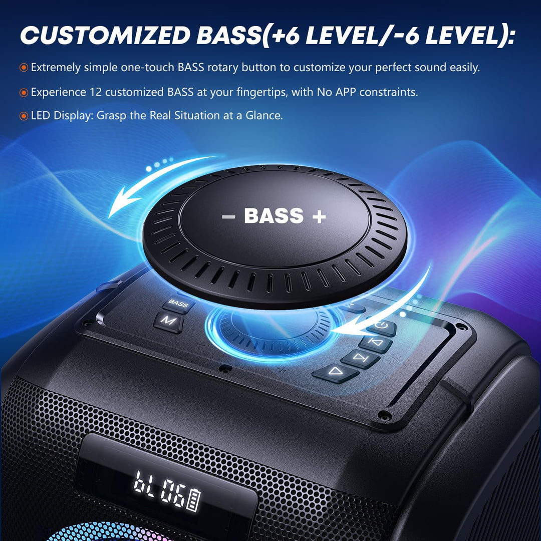 W-KING 250W PEAK Bluetooth Lautsprecher Box Gross, V5.3 Musikbox Lautsprecher Bluetooth Party Boom B