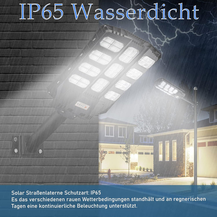 Aufun Strassenlampe Solar 400W LED Strassenlaterne mit Lichtsteuerung und Motion Sensor Akku Wasserd