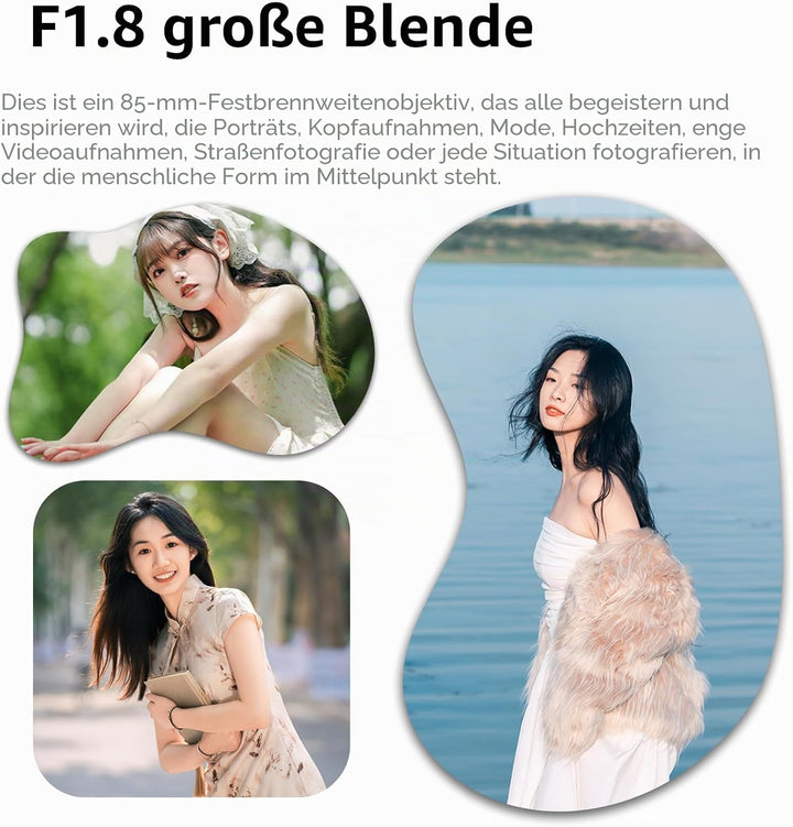 7artisans AF 85 mm F1.8 Vollformat-Kameraobjektiv, kompatibel mit Nikon Z-Mount, grosse Blende, Prim