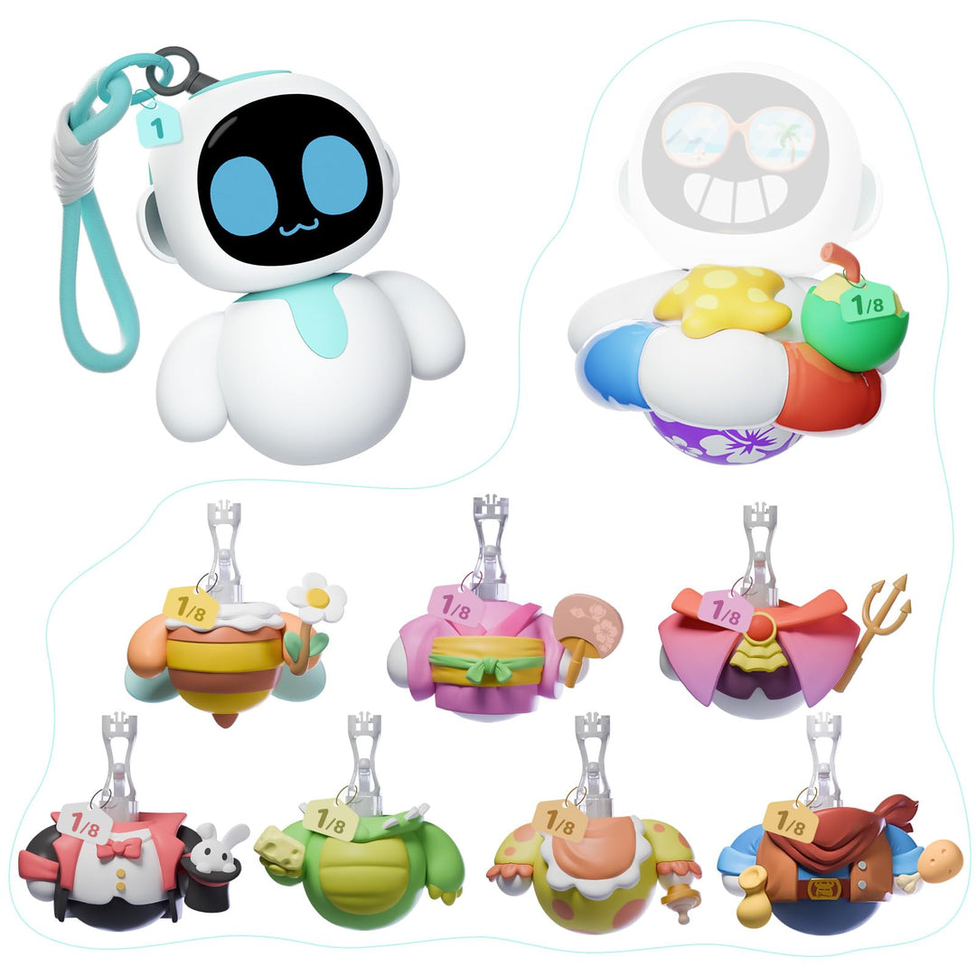 Eiliko Aquamarin + Austauschbarer Themenkörper, zufällig 1/8 – Ihr kleiner KI-Charm-Roboter, der zu