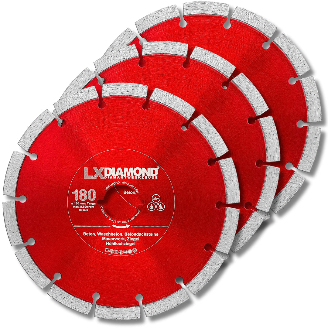 LXDIAMOND 3x Diamant-Trennscheibe 180mm - kompatibel mit Lamello Tanga DX200 Fensterfräse Montagefrä
