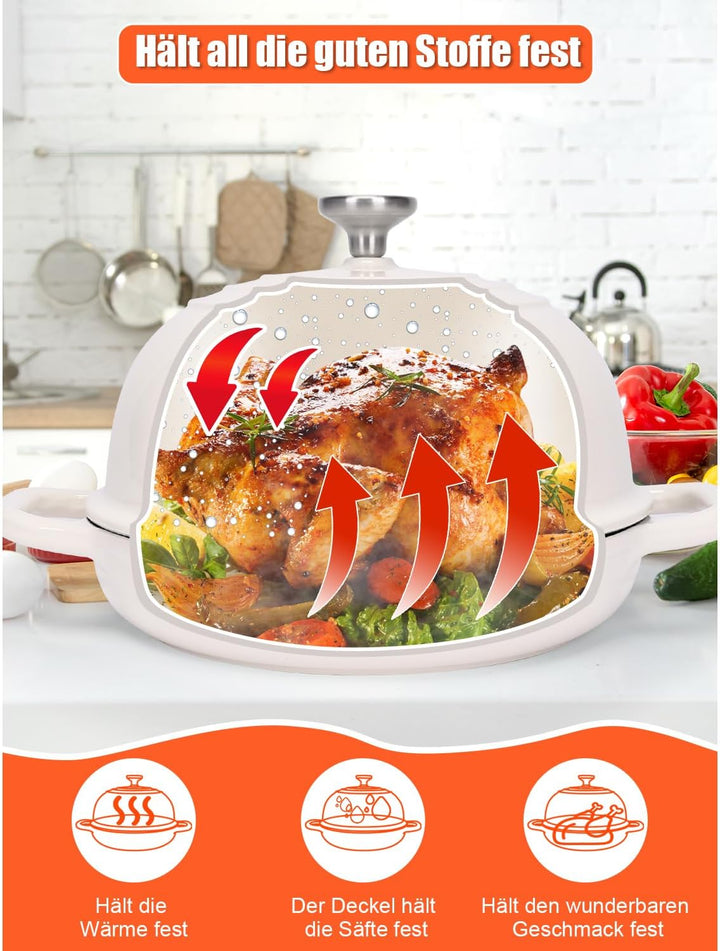 GFTIME Gusseisen Topf Brot Backen, Schmortopf Gusseisen Topf mit Deckel, Dutch Oven Brotbacktopf mit
