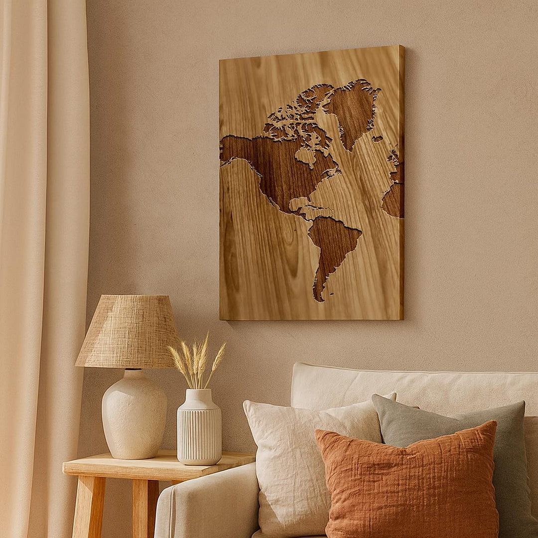 Bilder auf Leinwand Geographie Globus Karte Leinwandbild mit Rahmen 45x80cm Wandbilder Dekoration Wo