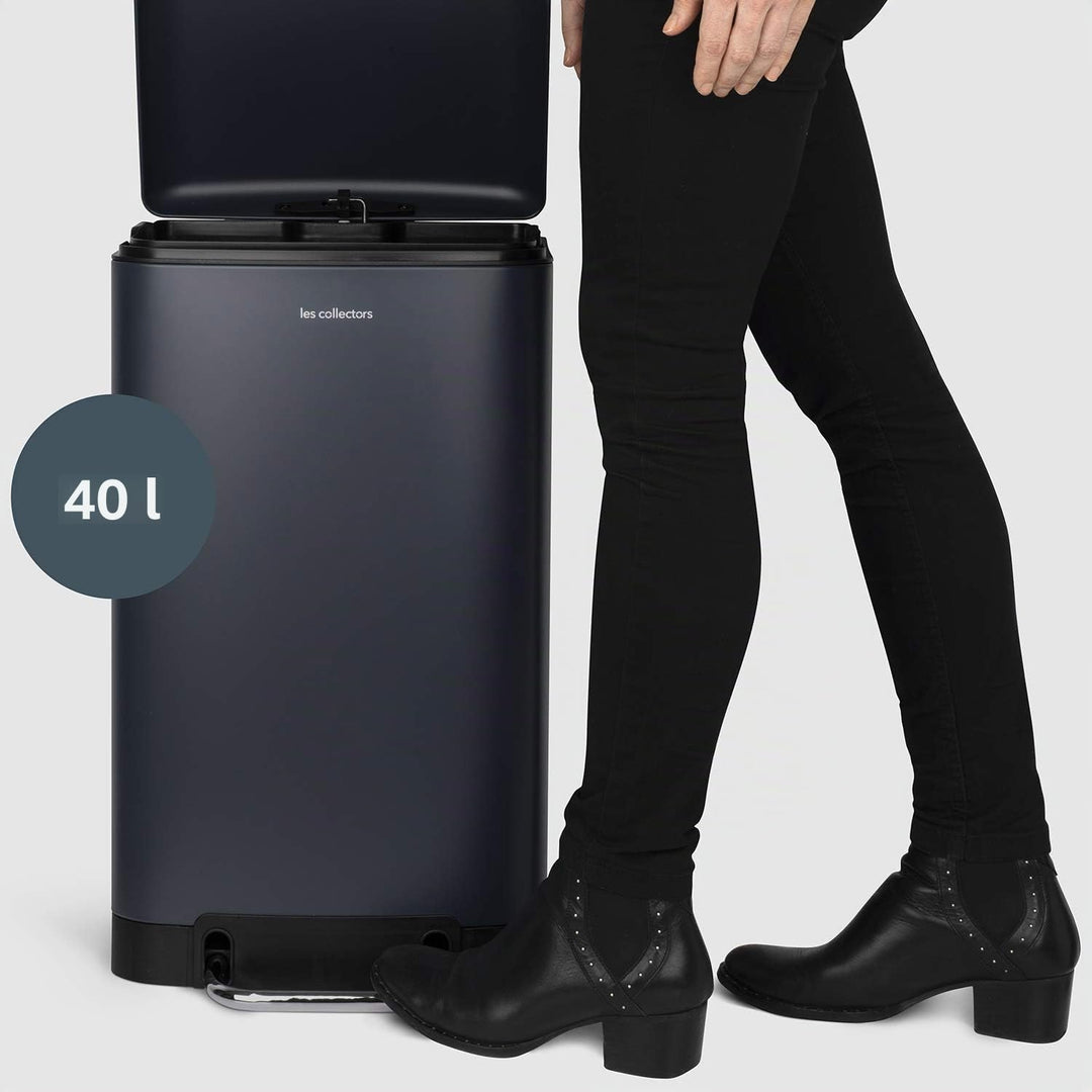 Les Collectors Tret-Mülleimer N°871 / Edelstahl/dunkelblau, 40 L/rechteckig und praktisch, Metall, D