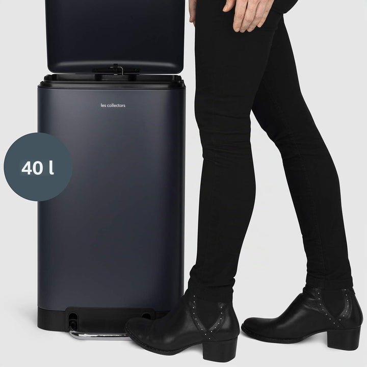 Les Collectors Tret-Mülleimer N°871 / Edelstahl/dunkelblau, 40 L/rechteckig und praktisch, Metall, D