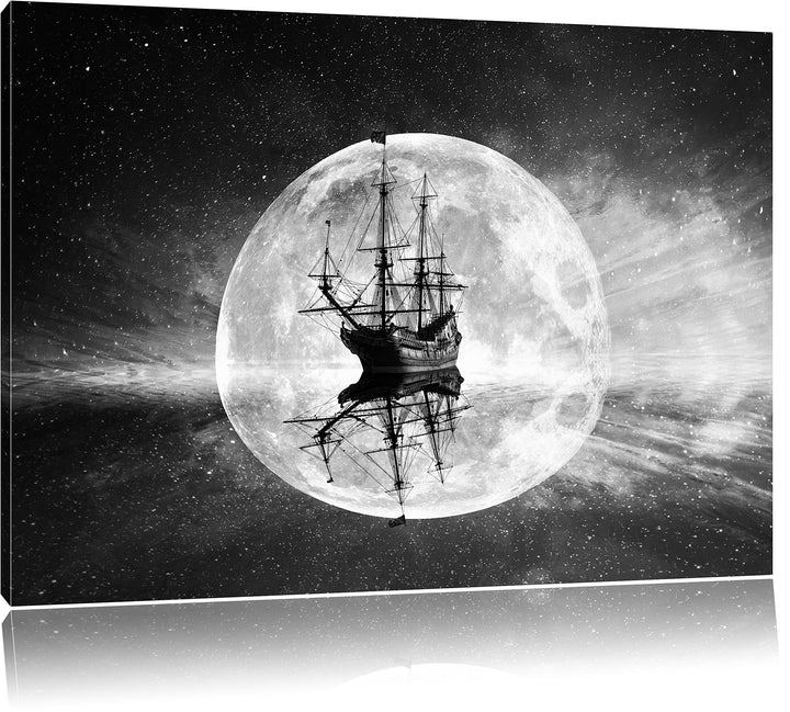 Pixxprint Geisterschiff im Weltall als Leinwandbild/Grösse: 100x70 cm/Wandbild/Kunstdruck/fertig bes