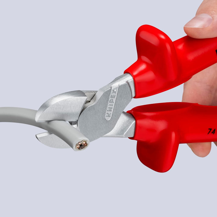 Knipex Kraft-Seitenschneider verchromt, tauchisoliert, VDE-geprüft 250 mm 74 07 250 verchromt 250 mm