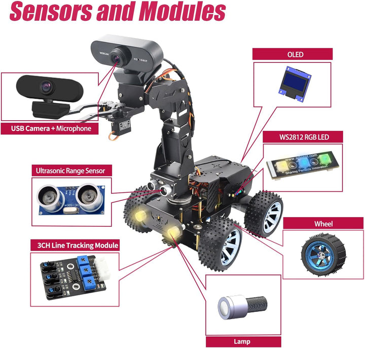 Adeept PiCar-Pro Raspberry Pi Smart Roboter Auto Kit Programmierung eines 2-in-1-4WD-Auto-Roboters m
