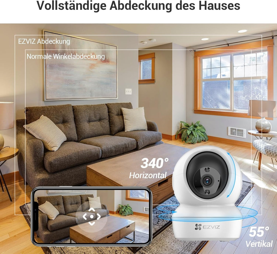 EZVIZ 1080P WLAN IP Kamera, schwenkbare Überwachungskamera Innen mit Zwei-Wege-Audio, Bewegungsverfo