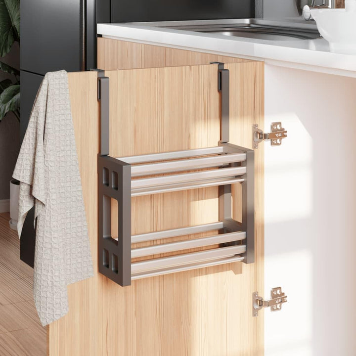 Unterschrank-Organizer Aluminium 34x12x26 cm mit 2 Ablagen, platzsparend für Küche und Speisekammer,