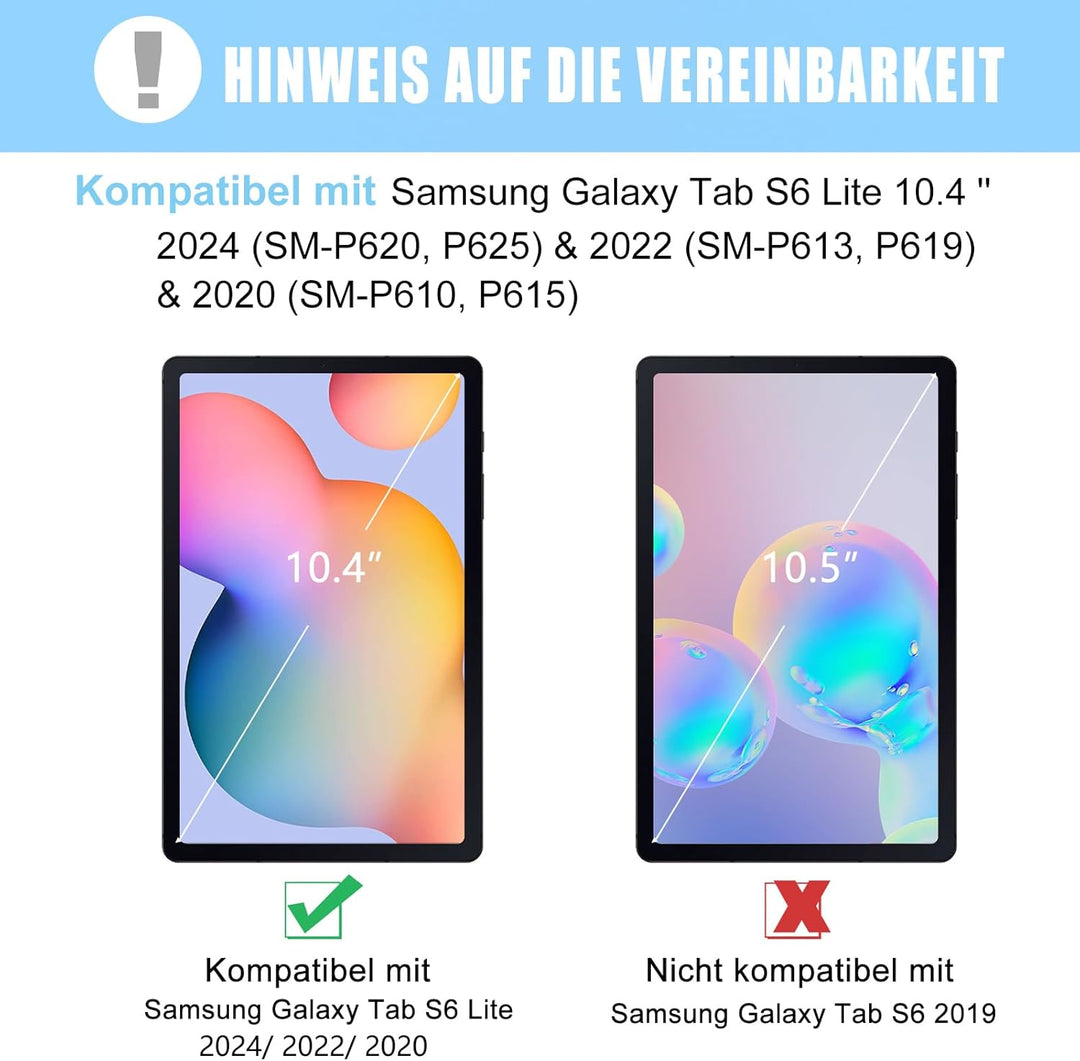 Samsung Galaxy Tab S6 Lite Tastatur mit Hülle, QWERTZ Deutsches Bluetooth Tastatur Hülle für Samsung