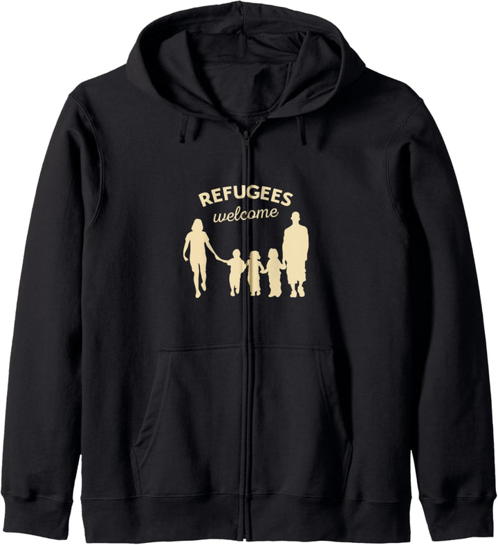 Refugees Welcome Familie Statement Kapuzenjacke