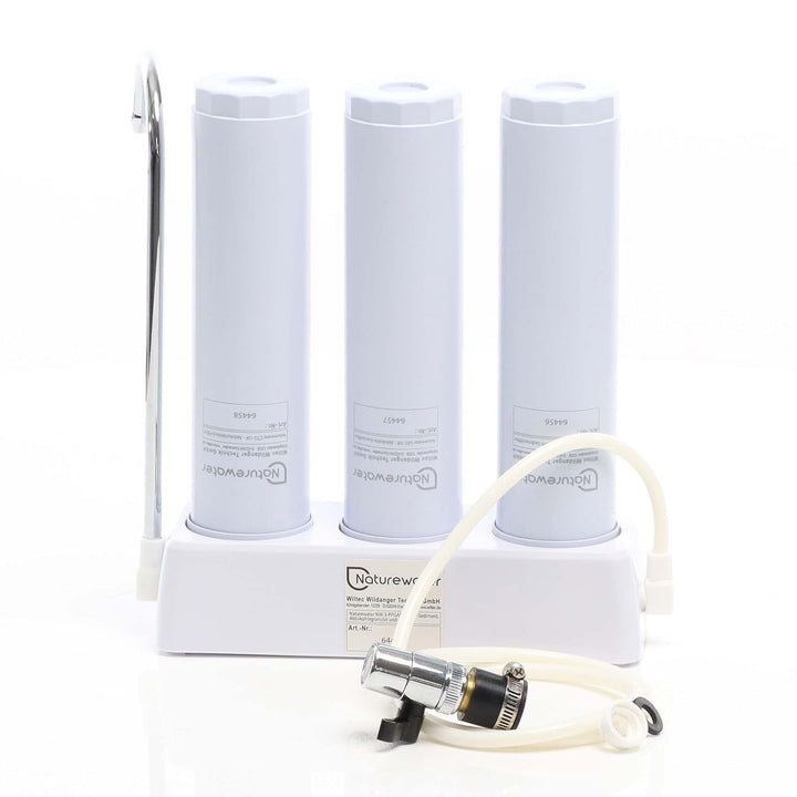 Naturewater NW-3-PPGACCTO 3 Stufen Counter Top Wasserfilter, 5 µ, PP Sediment, Aktivkohle Granulat,