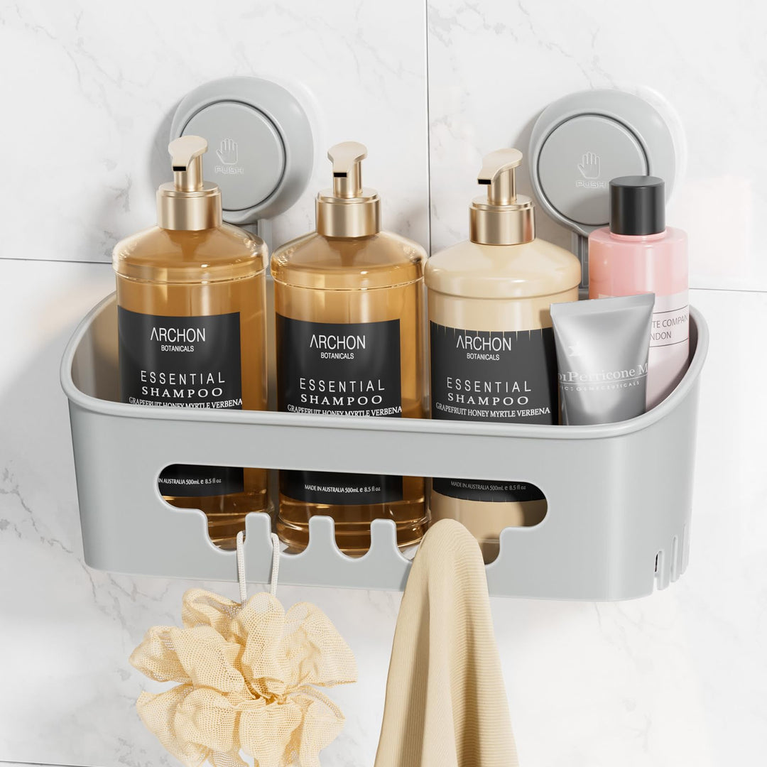 LEVERLOC Duschablage Ohne Bohren Saugnapf Dusche Organizer Grosse Kapazität Bad Organizer Ohne Bohre