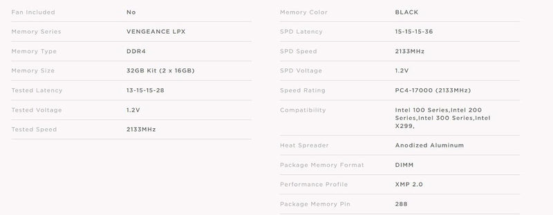 Corsair Vengeance LPX 32GB (2x16GB) DDR4 2133MHz C13 XMP 2.0 High Performance Desktop Arbeitsspeiche