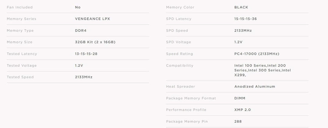 Corsair Vengeance LPX 32GB (2x16GB) DDR4 2133MHz C13 XMP 2.0 High Performance Desktop Arbeitsspeiche