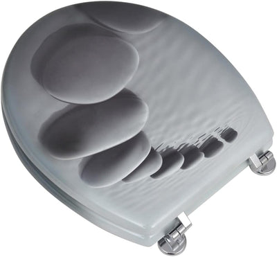 HOMIUSE 43,7x37,8 cm Toilettensitz MDF Steine Toilettendeckel Wc Sitz Klobrille Wc Deckel Toilettenb