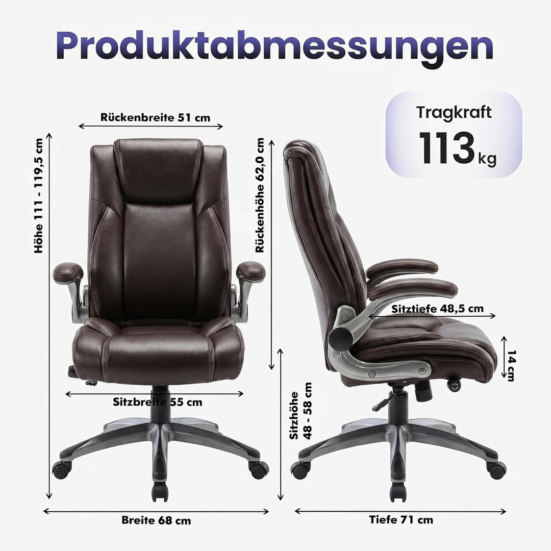 COLAMY Bürostuhl Ergonomisch, Ergonomischer Büro 360° Drehstuhl für Office, Chefsessel mit Hoher Rüc