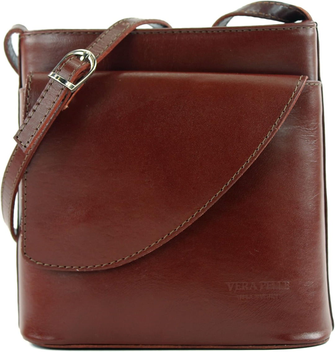 modamoda de - D17- ital Kleine Umhängetasche aus Leder Braun2021, Braun2021