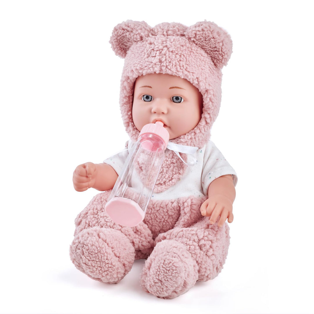 30 cm Babypuppen-Spielset mit Zubehör – Flasche, Kleidung, Schnuller, Decke – Lernspielzeug für Klei